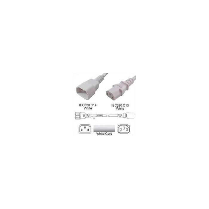 StrMforlNgerkabel Hvid C14  C13, 2,5 Meter H05vv-F 3x0,75