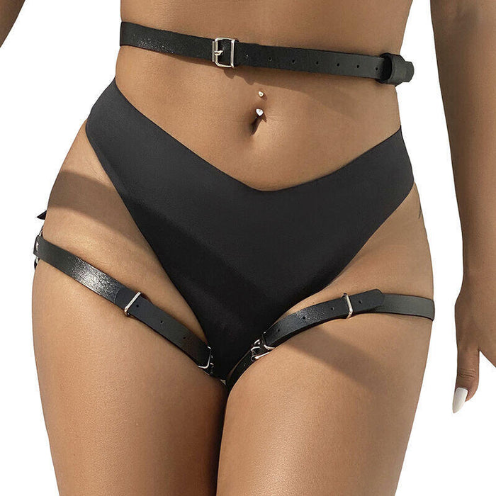 Subblime - Arnés Cintura Y Piernas Cuero Negro Talla Única