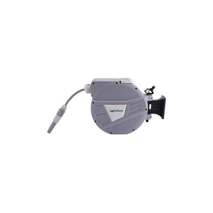 Sungarden Sg0164 Manguera 10 Metros - Recogedor Automatico Con Guia - Soporte Para Instalacion En Pared - Giro 180 -