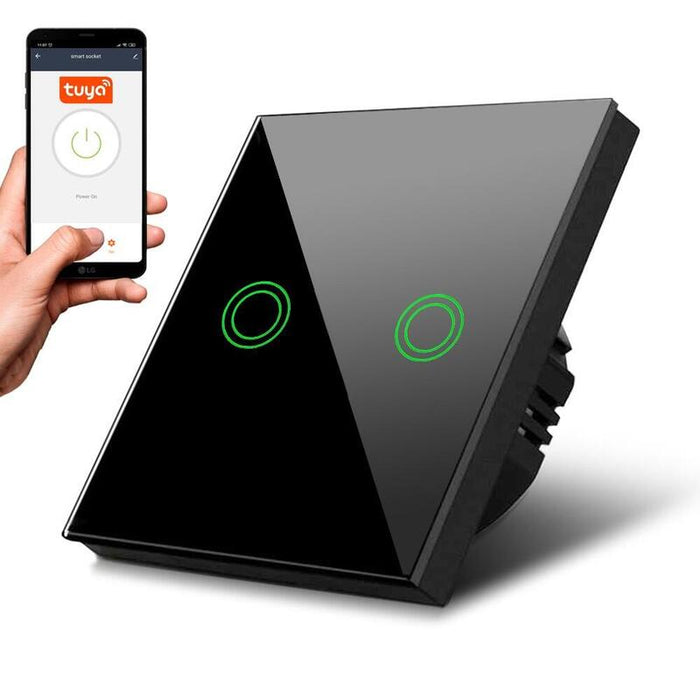 Táctil Interruptor Luz Doble Wi-Fi Smart Mce714b Negro