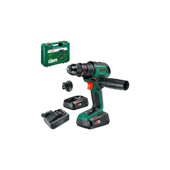 Taladro Bosch Bricolaje Y Jardín Inalámbrico Advanceddrill 18v-80 Quicksnap + Accesorios Verde/Negro, 2x Batería Li-Ion 2,5ah, Maletín, Power For All Alliance 06039e2004
