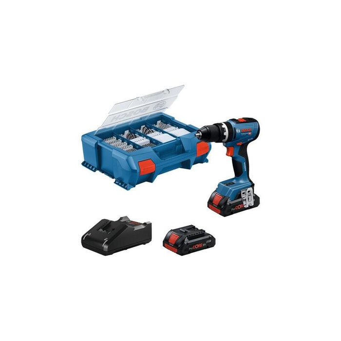 Taladro Bosch Powertools  De Impacto Inalámbrico Gsb 18v-65 Professional, 18volt (Azul, 2x Li-Ion Akku 4,0ah, 82-Teiliges Zubehör-Set In L-Case) 06019n3307
