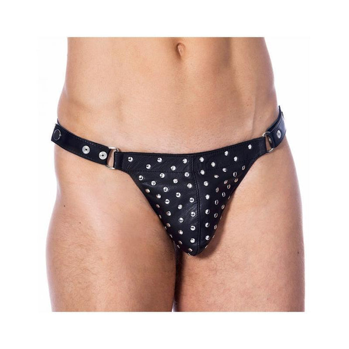 Tanga De Cuero Ajustable Con Tachuelas