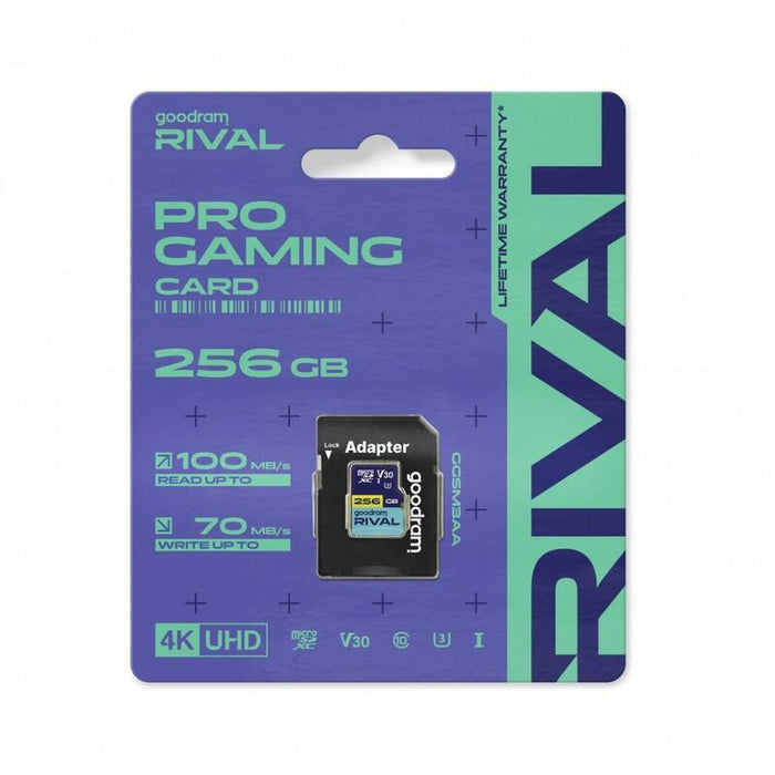 Tarjeta  Goodram Microsdxc 256gb V30 Uhs I U3 Rival + Adapter