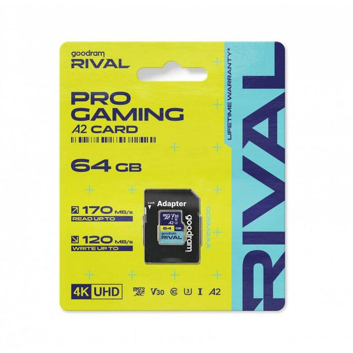 Tarjeta  Goodram Microsdxc 64gb V30 A2 Uhs I U3 Rival + Adapter