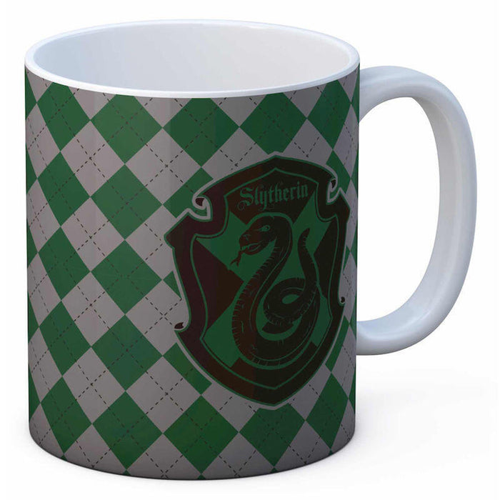 Taza Slytherin Blanca Ceramica Harry Potter
