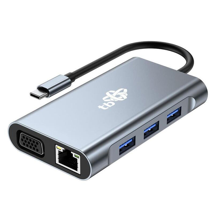 !Tb 8in1 Adapter Usb C  Hdmi X2 Usb Vga Rj45 Pd