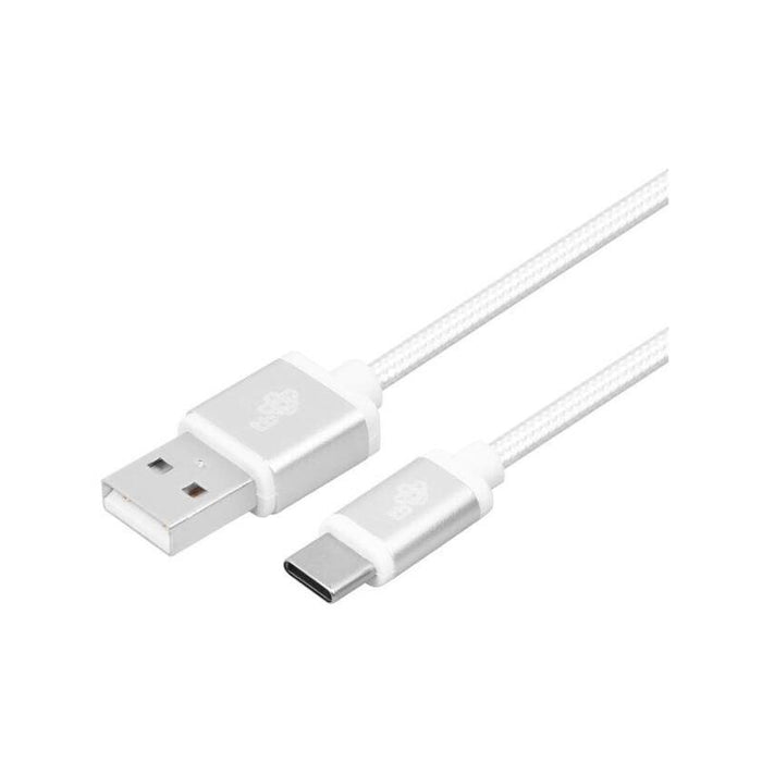 Kabel Usb-Usb C 2m Srebrny Sznurek