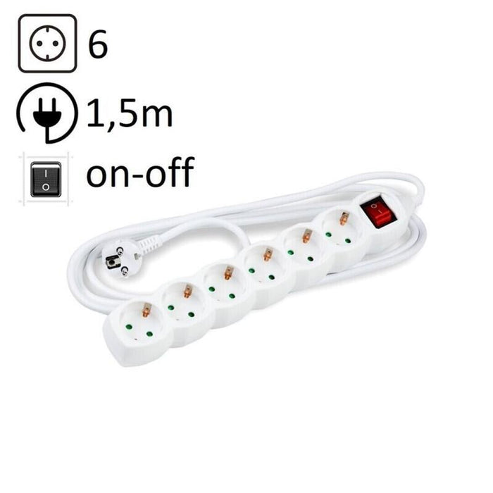 Technik Regleta De Corriente 6 Enchufes 1,5m 16a Blanco+Interruptor