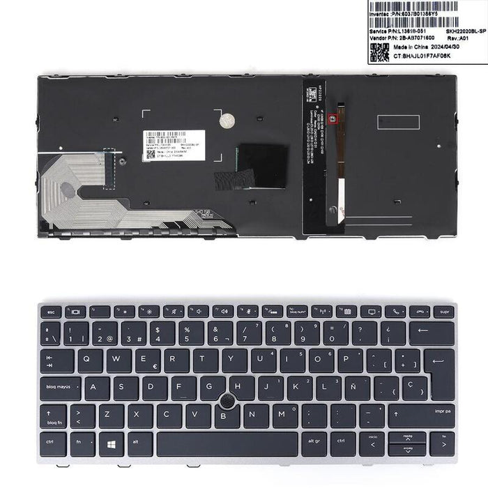 Teclado Hp 830g5 830g6 735g3 836g5 730g5 730g6 Retroiluminación, Marco Plateado Con Teclas Negras 12 0153c Dz01 K19teclado