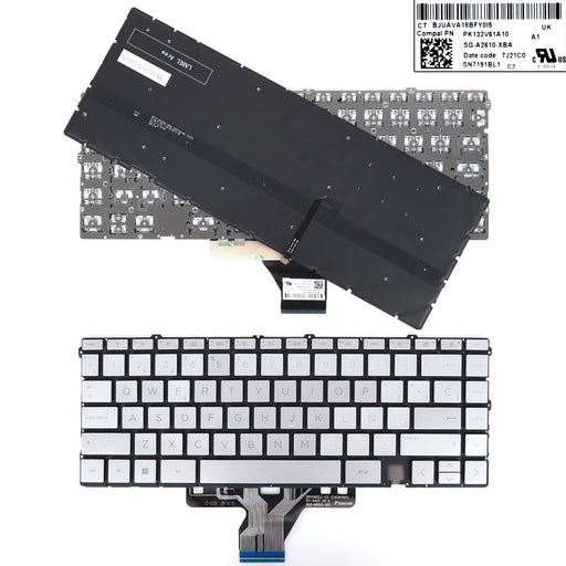 Teclado Para Portátil Hp Envy X360 13-Ay 13-Ba 13T-Ba 13-Bd Tpn-C147 C145 Pk132V61A10 Retroiluminado Plata