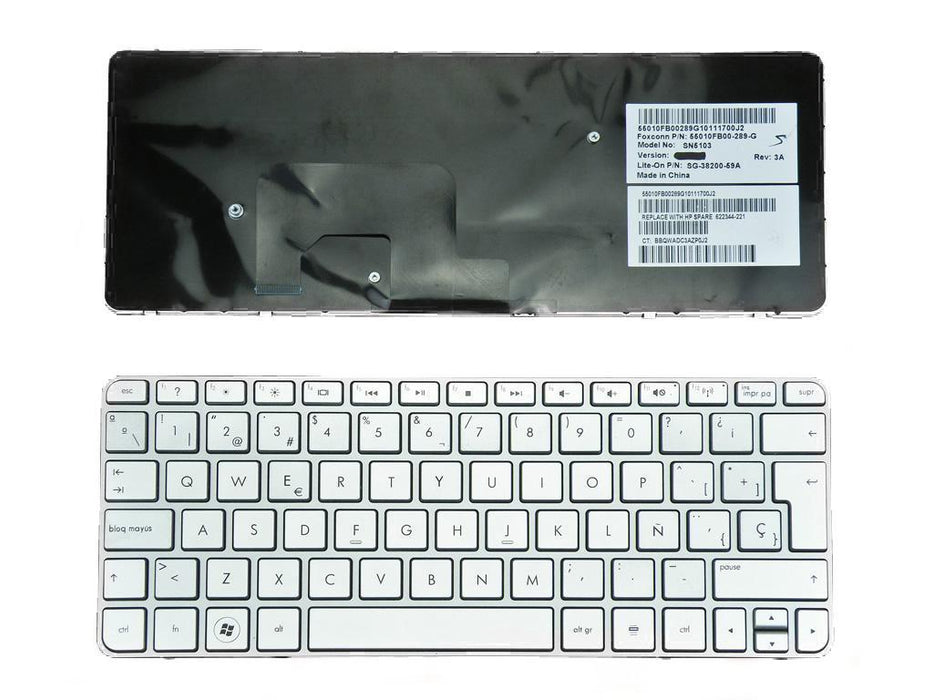 Teclado Para Portátil Hp Mini 210-2000110-3000 Plata Con Marco