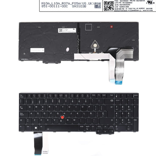 Teclado Retroiluminado Para Portátil Lenovo L15 Gen3 T16 P16S Gen1 18-0118A-Dz01-K17 Sn21D93422Aa Pk132D6