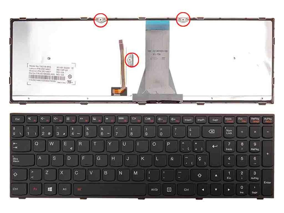Teclado Retroiluminado Para Portátil Lenovo G50-70 Negro