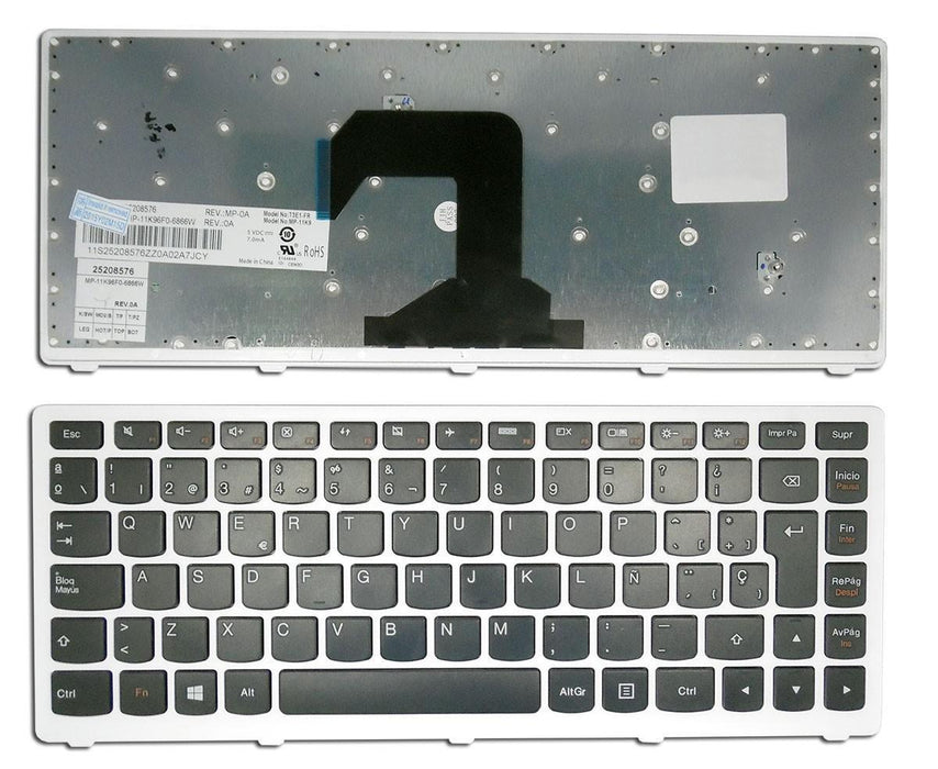 Teclado Para Portátil Lenovo S400 Negro Con Marco Blanco