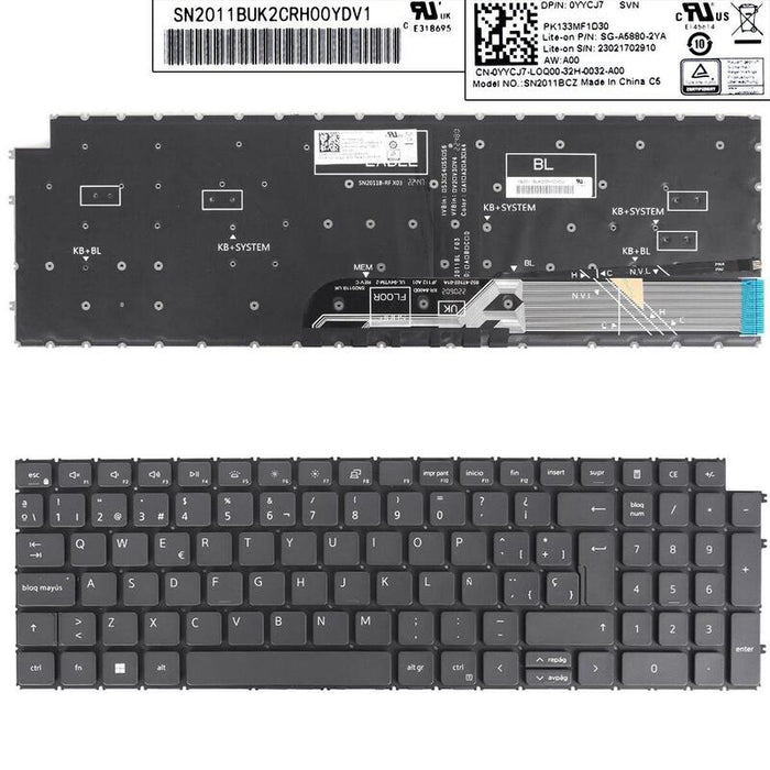 Teclado Retroiluminado Para Portátil Dell Latitude 3520 Vostro 3510 3520 5510 5515 7510 Negro