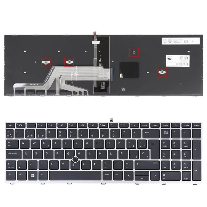 Teclado Retroiluminado Para Portátil Hp Probook 450 G5 455 G5 470 G5 Plata