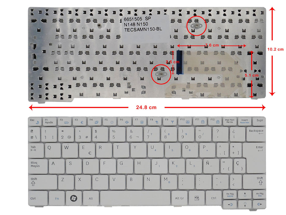 Teclado Para Portátil Samsung Nb30 N128 N148 N145 N150 Np10 Blanco
