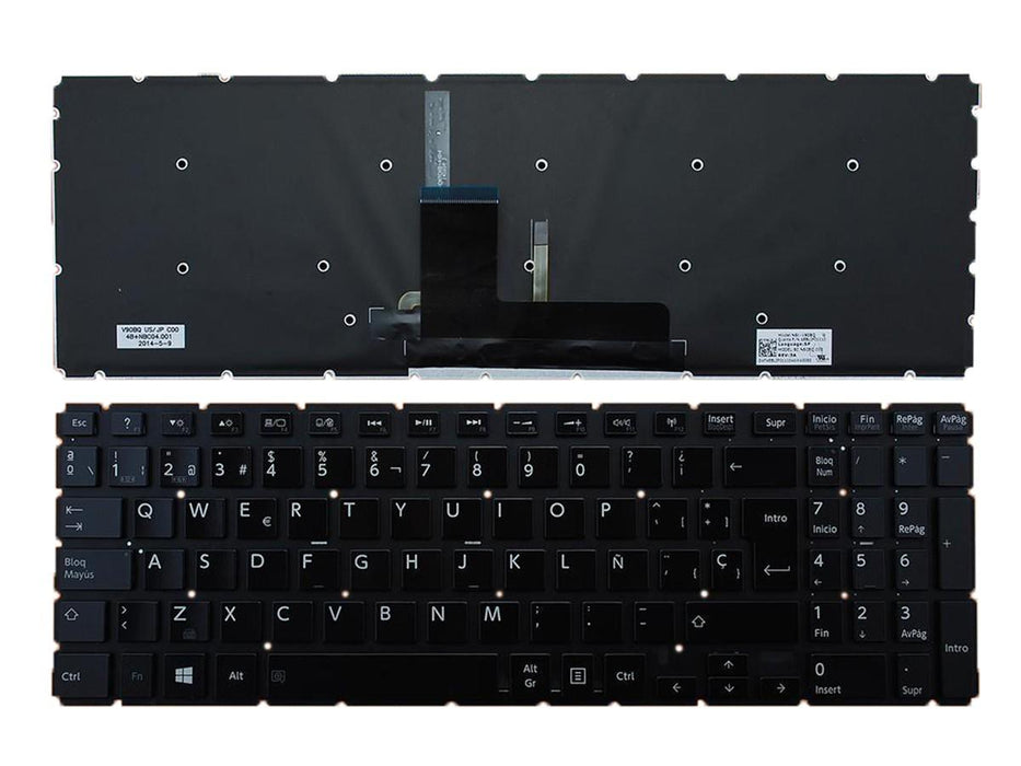 Teclado Retroiluminado Para Portátil Toshiba Satellite L50-B Brillante Sin Marco