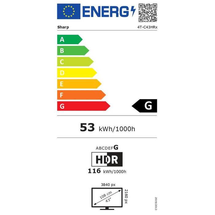 Sharp 43hr7265e 43" (108cm) Qled 144hz 4k Ultra Hd Google Tv, Dolby Vision Iq, Dolby Atmos, Central Stand