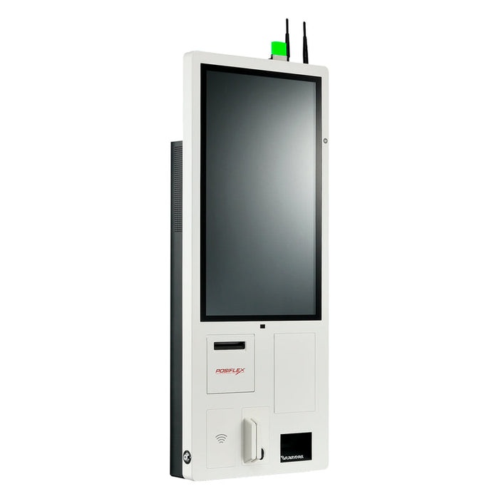 Terminal Kiosko Posiflex 27 Jk2732 Cachet, J6412, 256gb, 8gb,  Windows 11 Iot Ltsc, Impresora 80mm, Pared, Nfc, Wifi, Bluetooth