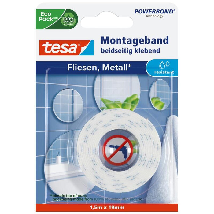 Tesa Cinta De Montaje Fliesen&Metal Impermeable 1.5m X 19mm