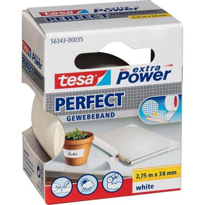 Tesa Gewebekleb. 2,75m X 38mm Extra Power Weiss Perfekt 56343