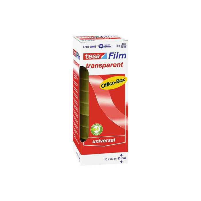Tesa Tesafilm Transparente, 10 Rollos, 15 Mm, Estuche De Oficina, Cinta Adhesiva