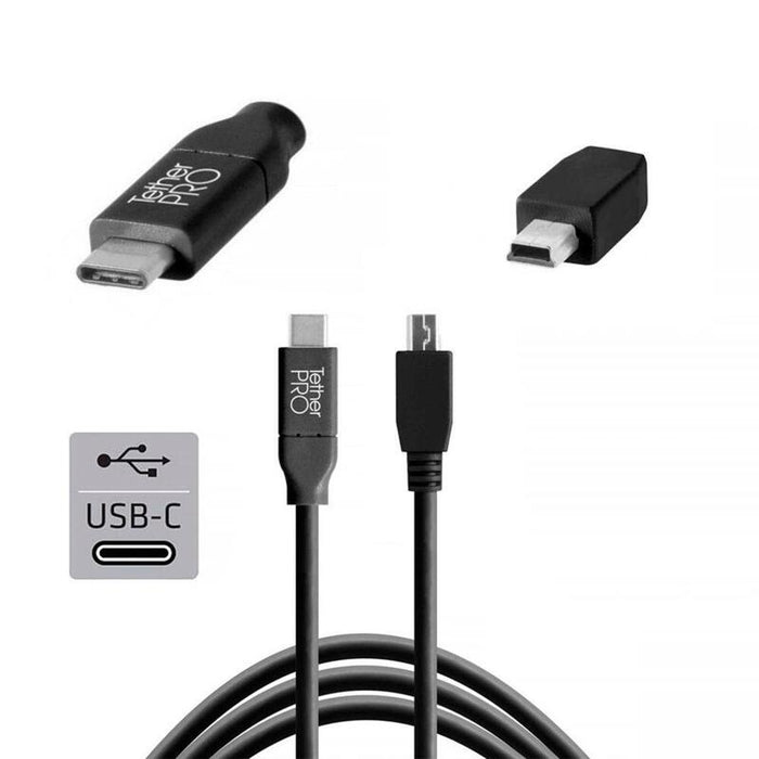 Tether Tools Usb-C Zu 2.0 Mini B 5-Pin 4,60m Schwarz