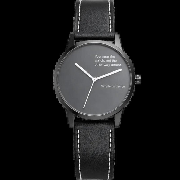 Tn99 Smartwatch Plata Con Correa Leather Negro Monitoreo De Frecuencia Cardíaca