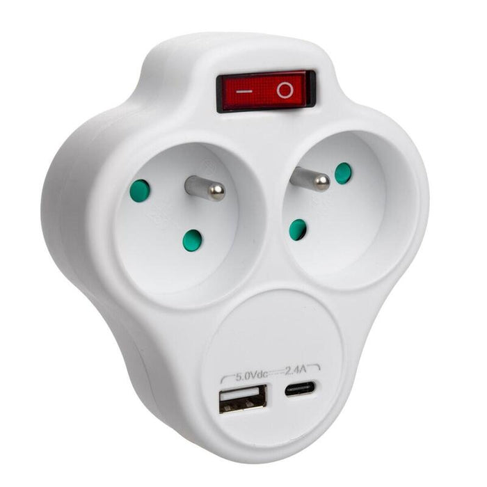 Toma Eléctricos X2 Usb Mce336 Typ E