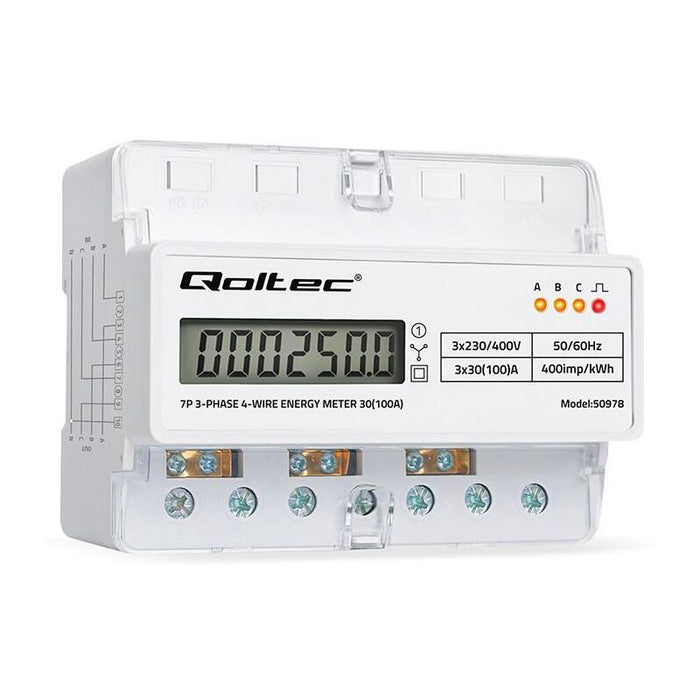 Trójfazowy Elektroniczny Licznik Miernik Zuzycia Energii Na Szyne Din 400v 100a Lcd Led 7p