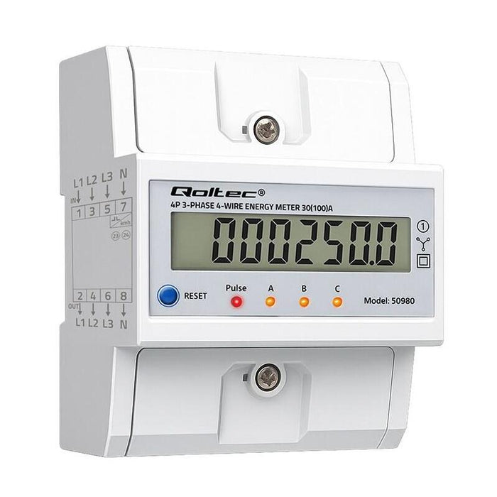 Trójfazowy Elektroniczny Licznik Z Resetem Miernik Zuzycia Energii Na Szyne Din 400v 100a Lcd Led 4p
