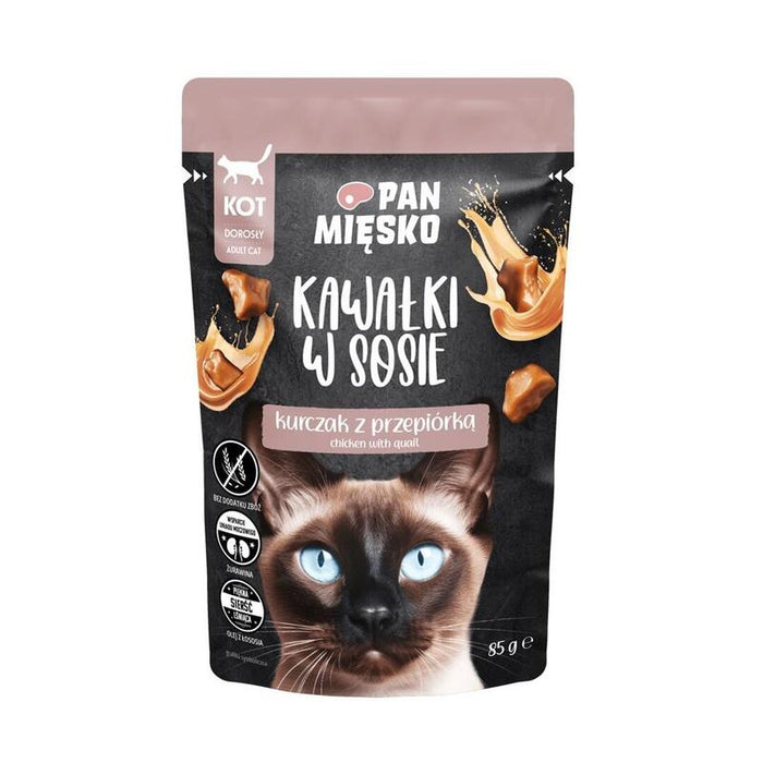 Trozos De Carne A La Sartén En Salsa De Pollo Y Codorniz (Adultos) - Comida Húmeda Para Gatos - 85g