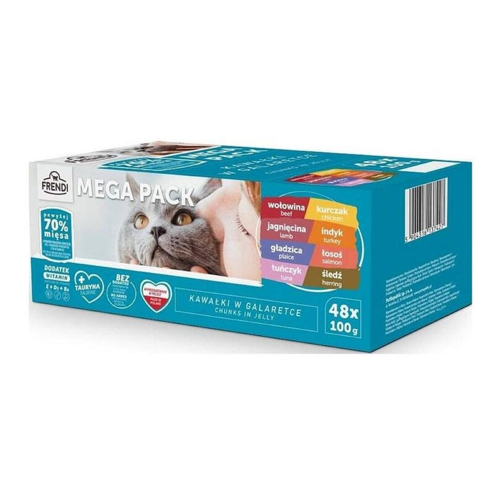 Trozos De Gelatina Frendi Con Sabores A Carne Y Pescado (Ternera/Pollo, Cordero/Pavo, Lenguado/Salmón, Atún, Arenque) 48 X 100 G