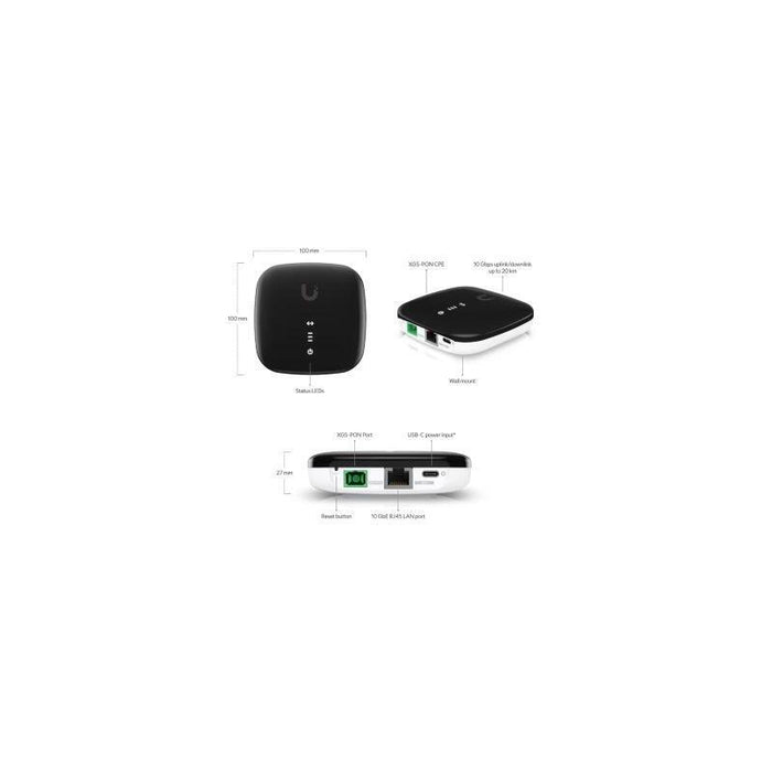 Ubiquiti Uisp-Fiber-Xgs Terminal De Red Optica 1x 10gbps Xgs-Pon Y 1x 10gb Rj45 Lan. Velocidad De Enlace 10 Gbps Hasta 20km. Compatible Con Uisp-Fiber-Olt-Xgs, No Con Otros Fabricantes