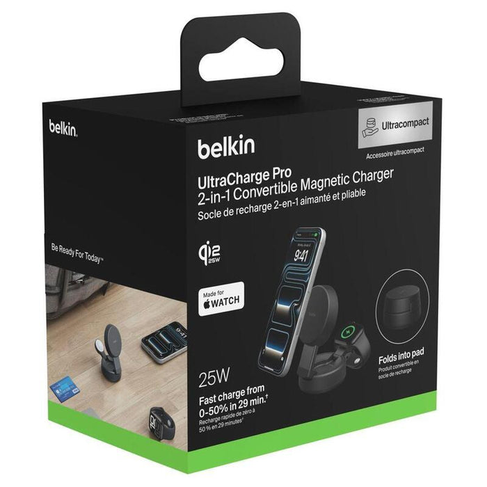 Ultracharge 25w Qi2 Compact 2in1 For Phone And Watch Charcoal