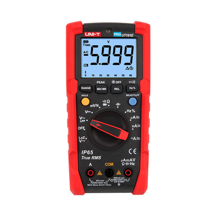 Uni-T Ut191e Professional Digital Multimeter, 600 V Ac Dc, 20 A Ac Dc, 60 Mo, 60 Mf, 1 Mhz