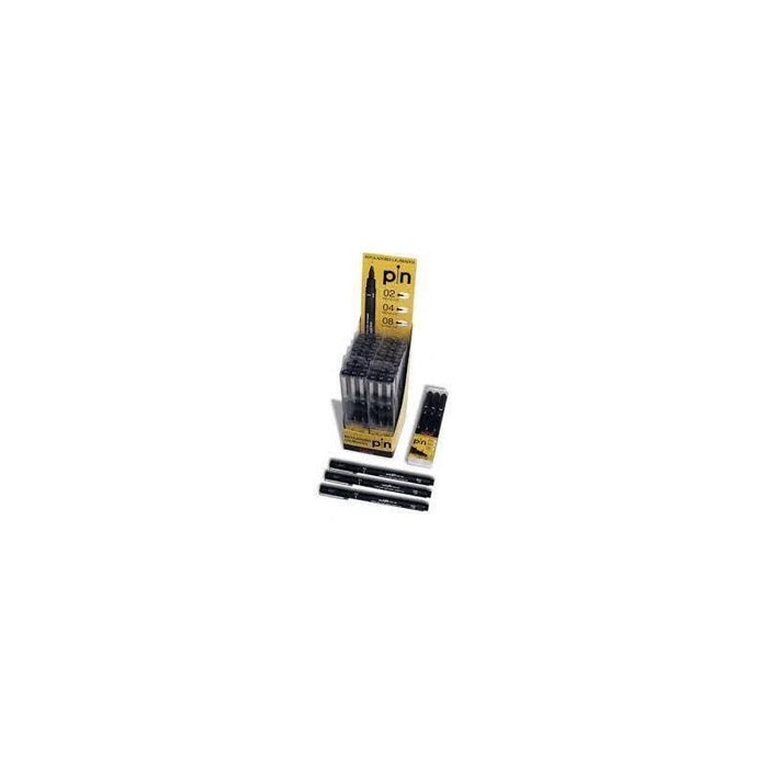 Uniball Expositor Marcador Permanente Negro Pinox-200/12p Calibrados Estuche De 3 (0,2-0,4 Y 0,8 Mm) -12u-