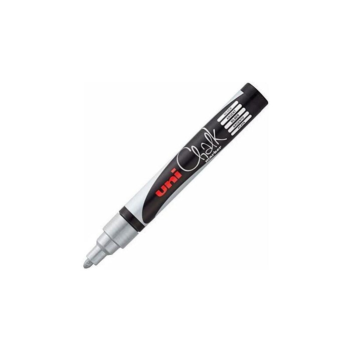 Uniball Marcador De Tiza Liquida Pwe-5m Plata -6u-