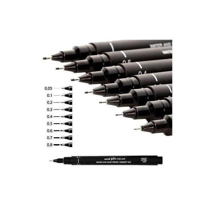 Uniball Marcador Permanente Calibrados Pin01-200(S) Negro -12u-