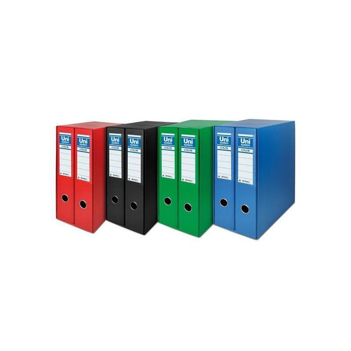 Unisystem Box Color Módulo 2 Archivadores Palanca 65mm A4 Forrados Pp Rojo