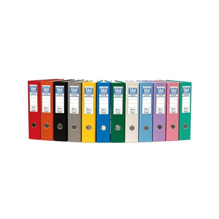 Unisystem Color Archivador Palanca 65mm Cantonera Larga Folio Cartón Forrado Pp Negro