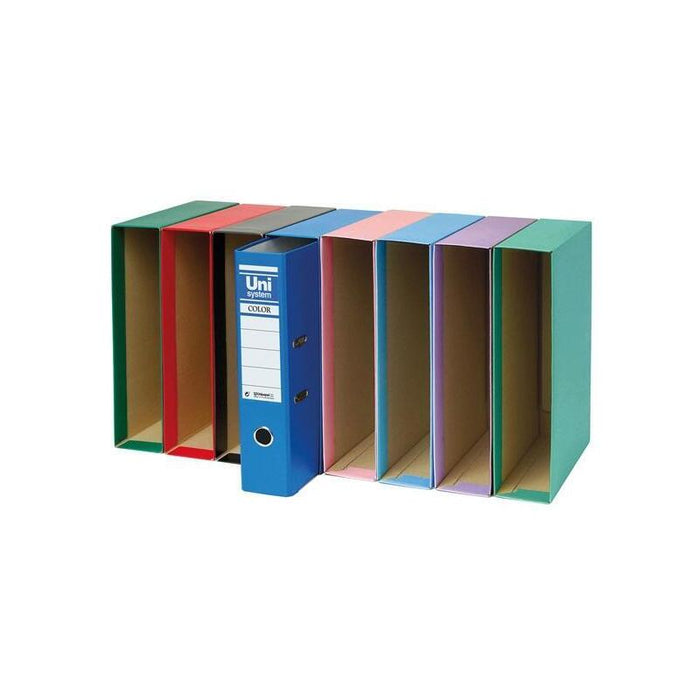 Unisystem Color Cajetín Para Archivador Palanca 65mm Folio Verde Vital