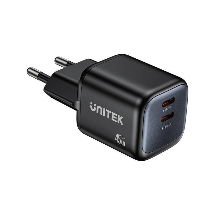 Unitek Wall Charger 2x Gan 45w, 2xusb-C Pd 3.0, Qc