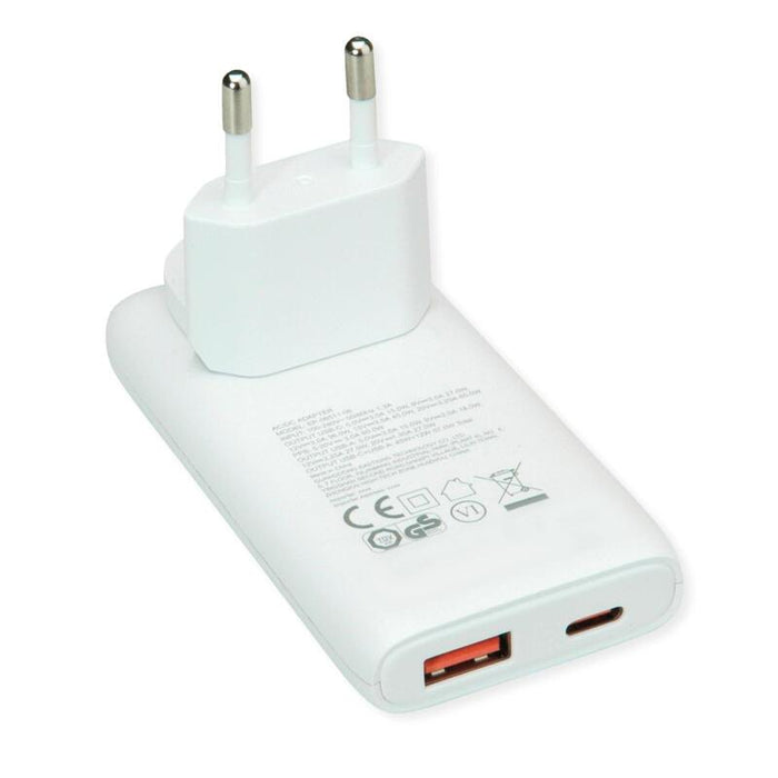 Value Usb-Wandladegert, Eu- Us-Stecker, 2x Usb (A+C), 65w