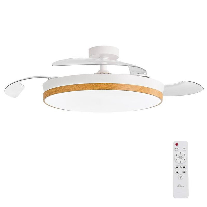 Ventilador De Techo  Concept Nature Con Luz Aspas Retractiles Estilo Madera