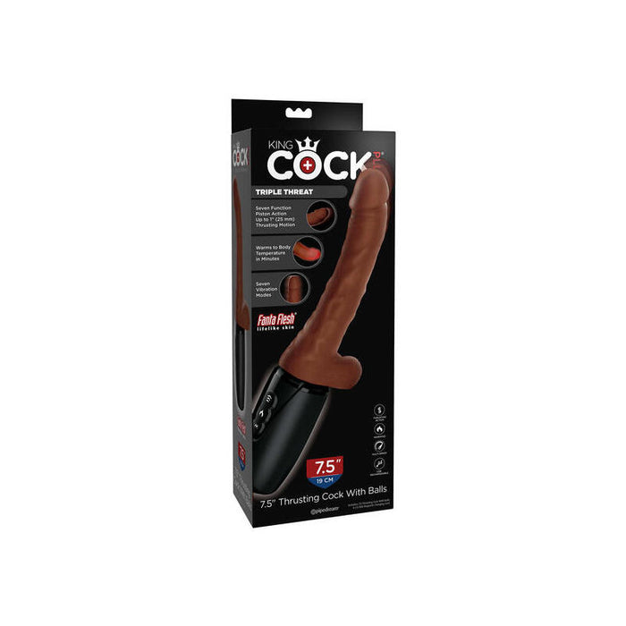 Vibrador King Cock Plus Triple Threat - Marrón