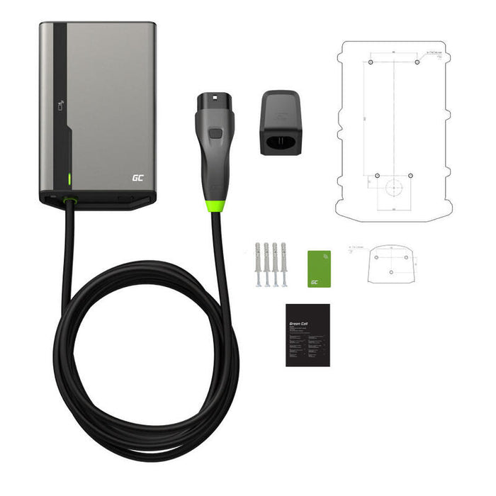 Wallbox Green Cell Habuden 22kw 32a - 7,5m De Cable Con Nfc
