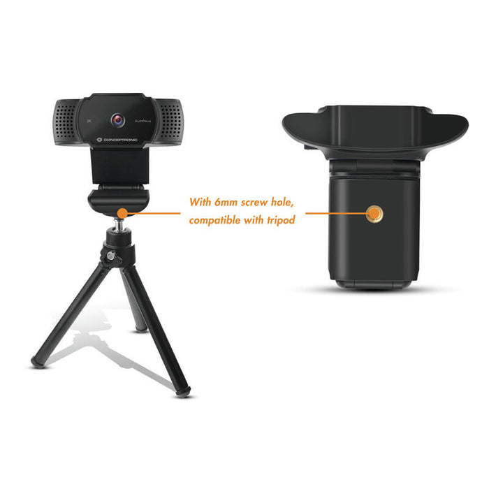 Webcam 2k Conceptronic Amdis  5mp Usb   3.6mm 30 Fps Angulo Vision 72º Microfono Integrado